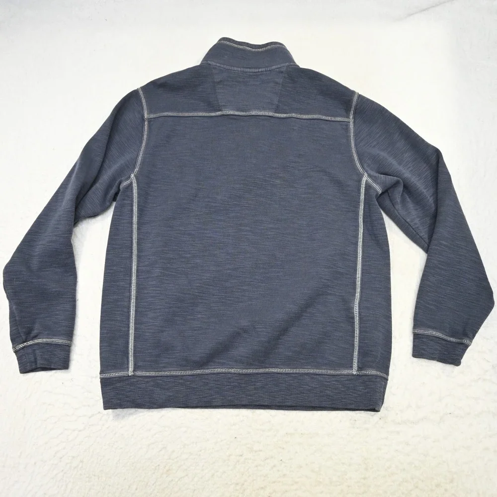 Tommy Bahama Marlin 1/4 Zip Jacket Blue Pima Long Sleeve‎ Mens Size Medium